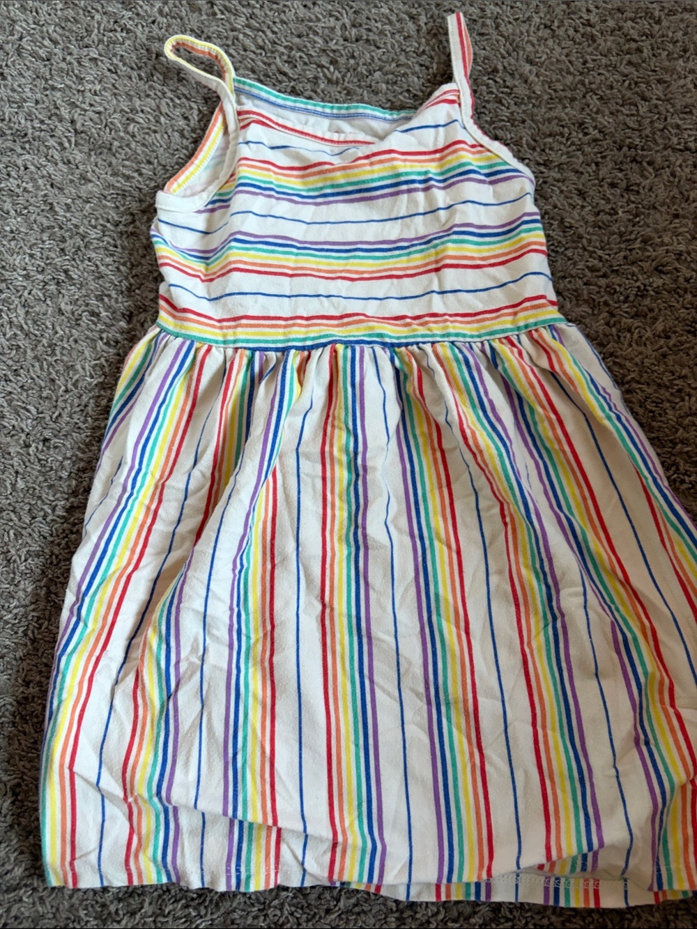 Cat & Jack Rainbow Stripe Sundress in White with Multicolor Stripes
